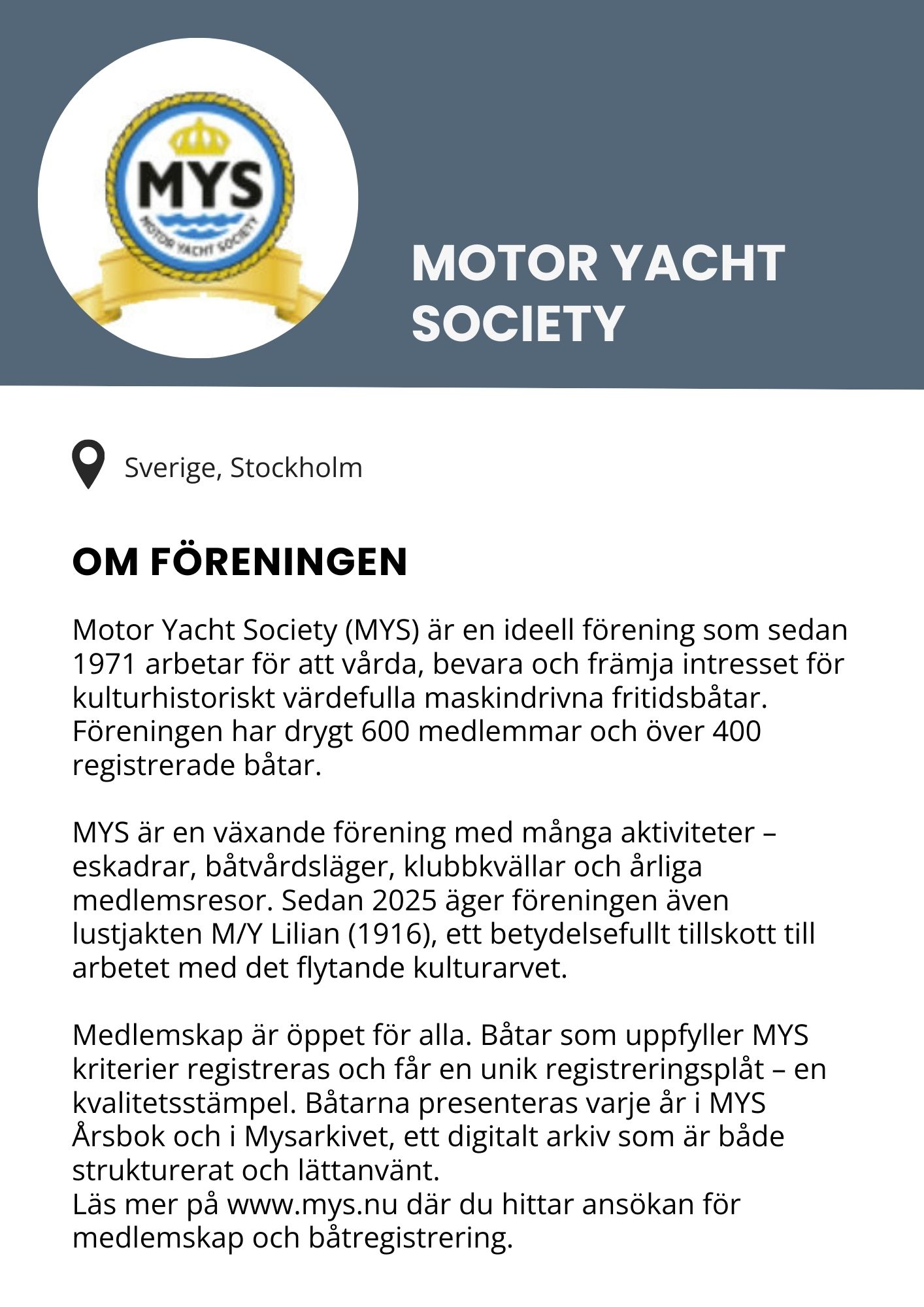 Motor yacht society