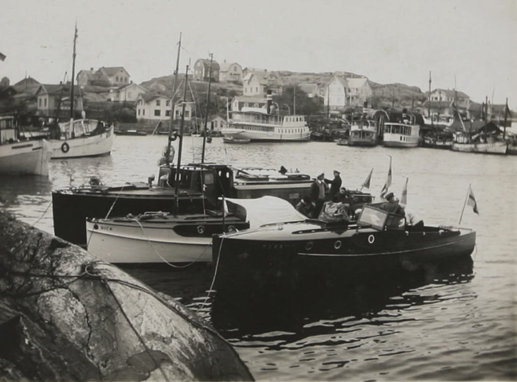 Silva och andra båtar från Göteborgs Motorbåt Sällskap vid Hälsö i Göteborgs skärgård 1937. Foto: Göteborgs Motorbåt Sällskap